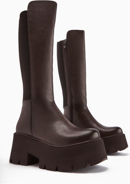 Sannah Kahve Platform Topuklu Kadın Çizme modelleri