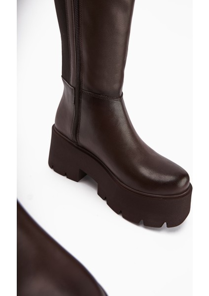 Sannah Kahve Platform Topuklu Kadın Çizme indirimleri