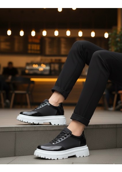 ET0243 Bağcıklı Rugan Paraşüt Detaylı Yüksek Taban Siyah Erkek Ayakkabı fiyatları