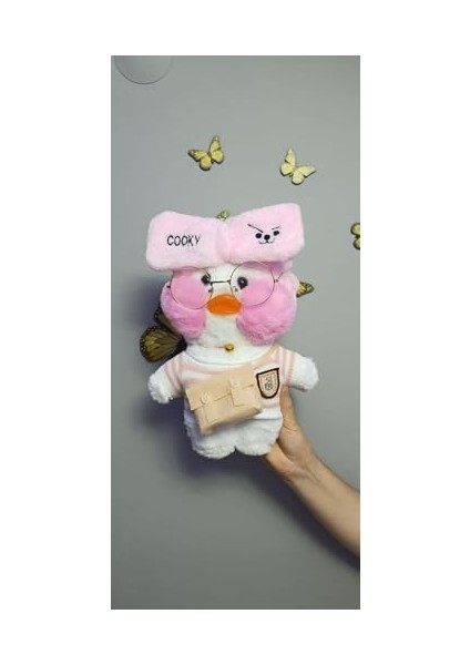 Karikatür 30 cm Ördek Pembe Kıyafetli Aksesuarlı Beyaz fiyatları