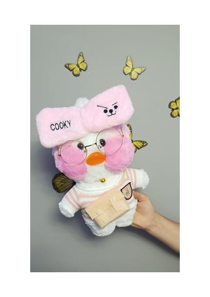 Karikatür 30 cm Ördek Pembe Kıyafetli Aksesuarlı Beyaz modelleri