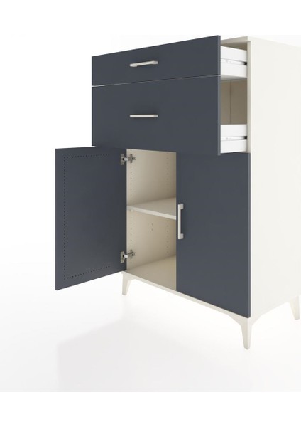 Hyperion Dolap Tek Raflı 2 Çekmeceli 2 Kapaklı 88X44X134 Aytaşı-Antrasit fırsatları