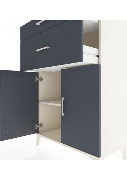 Hyperion Dolap Tek Raflı 2 Çekmeceli 2 Kapaklı 88X44X134 Aytaşı-Antrasit indirimleri