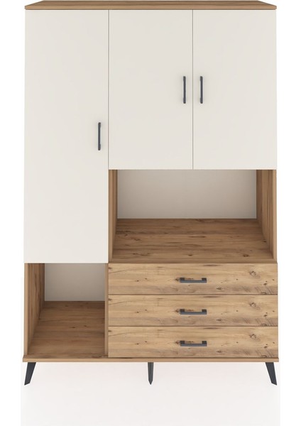 Hyperion Dolap 6 Raflı 3 Çekmeceli 3 Kapaklı 132X44X195 Çam-Aytaşı/çam