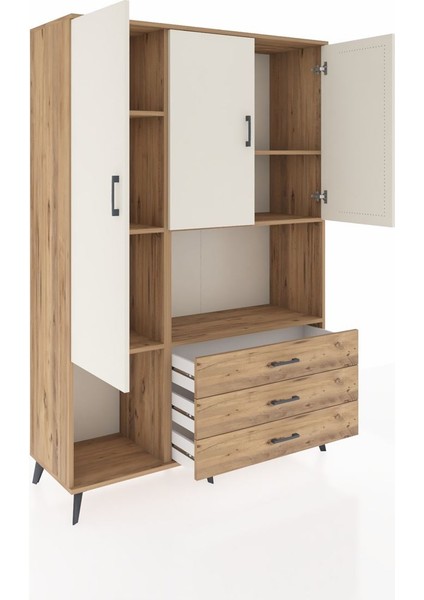 Hyperion Dolap 6 Raflı 3 Çekmeceli 3 Kapaklı 132X44X195 Çam-Aytaşı/çam indirimleri
