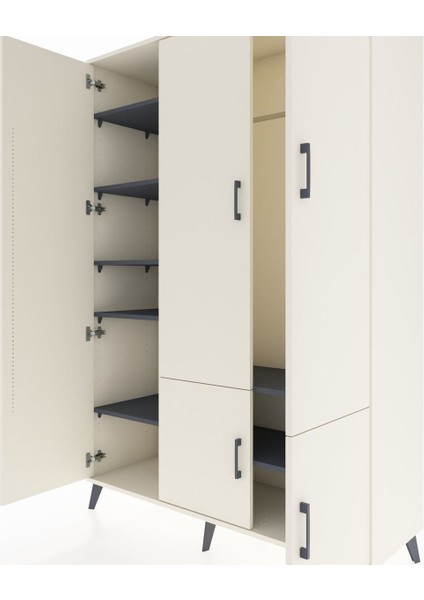 Hyperion Dolap 7 Raflı 5 Kapaklı Tek Askılı 132X44X195 Aytaşı-Aytaşı/antrasit fırsatları