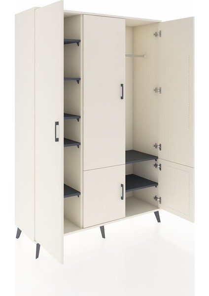 Hyperion Dolap 7 Raflı 5 Kapaklı Tek Askılı 132X44X195 Aytaşı-Aytaşı/antrasit indirimleri