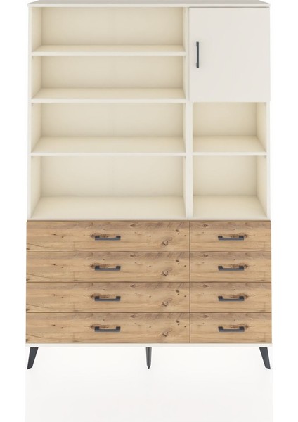 Arges Dolap 8 Raflı 8 Çekmeceli Tek Kapaklı 132X30X195 Aytaşı-Aytaşı/çam