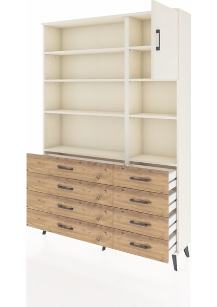 Arges Dolap 8 Raflı 8 Çekmeceli Tek Kapaklı 132X30X195 Aytaşı-Aytaşı/çam modelleri