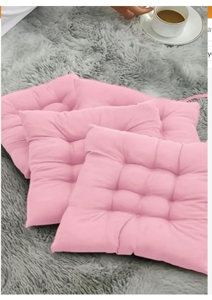 4’lü Sandalye Minderi – Bağcıklı, Çökme Yapmaz Sünger Dolgulu, Yıkanabilir – 40X40 cm