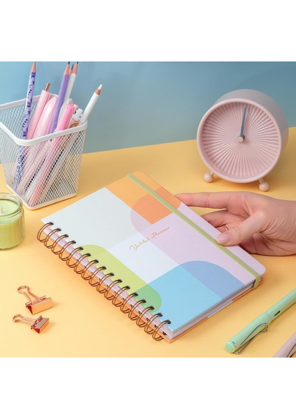 A5 Spiralli Süresiz Renkli Planlayıcı Ajanda Motivasyon Sayfalı Çok Renkli