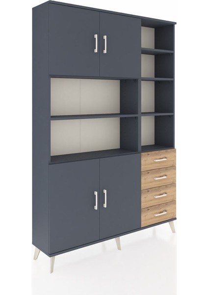 Arges Dolap 9 Raflı 4 Çekmeceli 4 Kapaklı 132X30X195 Antrasit-Antrasit/çam fiyatları