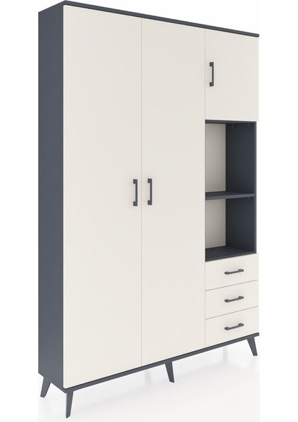 Arges Dolap 5 Raflı 3 Çekmeceli Tek Askılı 132X30X195 Antrasit-Aytaşı/aytaşı fiyatları