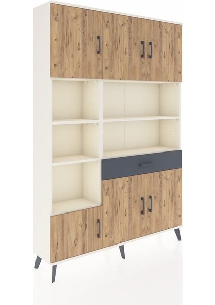 Arges Dolap 10 Raflı Tek Çekmeceli 6 Kapaklı 132X30X195 Aytaşı-Çam/antrasit fiyatları