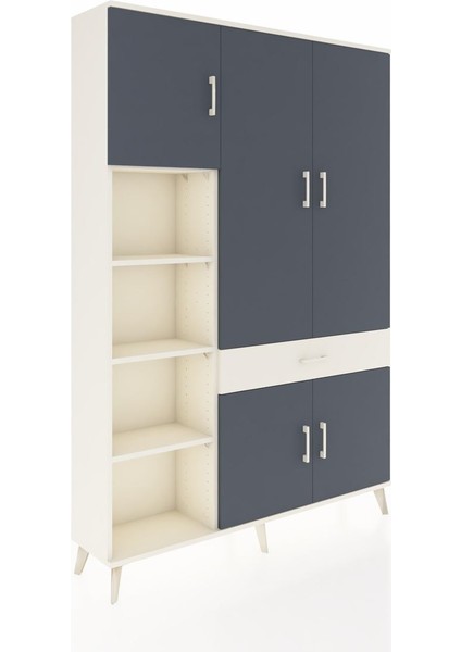 Arges Dolap 8 Raflı Tek Çekmeceli 5 Kapaklı 132X30X195 Aytaşı-Antrasit/aytaşı fiyatları