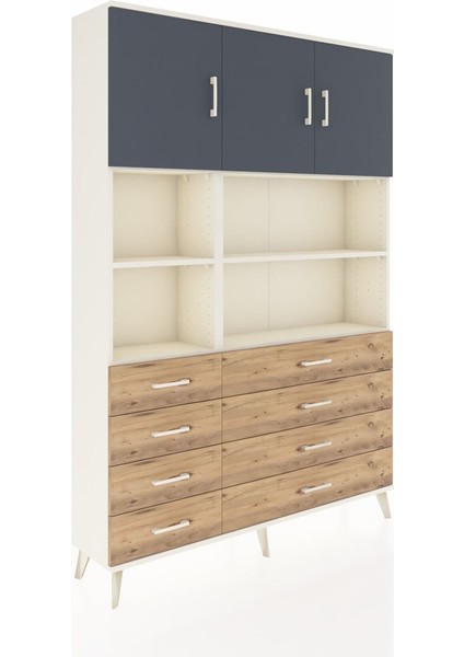 Arges Dolap 8 Raflı 8 Çekmeceli 3 Kapaklı 132X30X195 Aytaşı-Antrasit/çam fiyatları