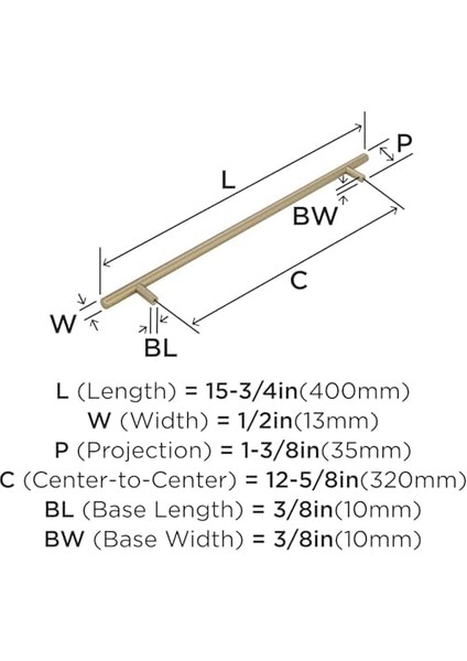 BP19014SS Bar Çekme 12-5/8 Inç (320 Mm) Ctc Pull - Paslanmaz Çelik, BP19014BBZ modelleri