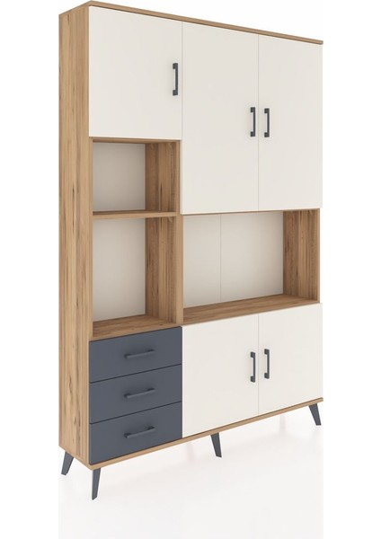 Arges Dolap 9 Raflı 3 Çekmeceli 5 Kapaklı 132X30X195 Çam-Aytaşı/antrasit fiyatları