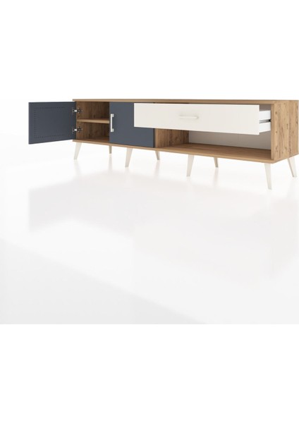 Hyperion Tv Ünitesi Tek Raflı Tek Çekmeceli 2 Kapaklı 176X44X51 Çam-Antrasit/aytaşı modelleri
