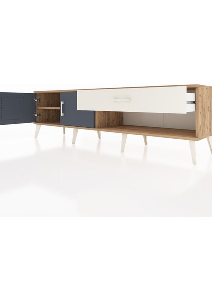 Hyperion Tv Ünitesi Tek Raflı Tek Çekmeceli 2 Kapaklı 176X44X51 Çam-Antrasit/aytaşı fırsatları