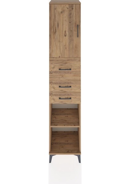 Hyperion Dolap 3 Raflı 3 Çekmeceli Tek Kapaklı 44X44X221 Çam-Çam