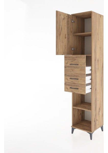 Hyperion Dolap 3 Raflı 3 Çekmeceli Tek Kapaklı 44X44X221 Çam-Çam fırsatları