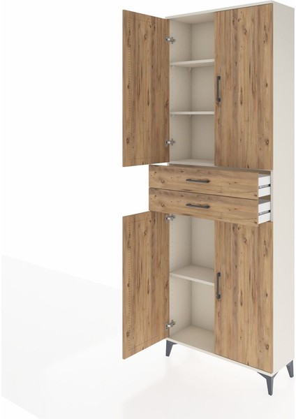Arges Dolap 4 Raflı 2 Çekmeceli 4 Kapaklı 88X30X243 Aytaşı-Çam fırsatları