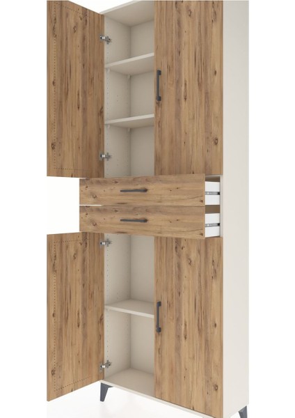 Arges Dolap 4 Raflı 2 Çekmeceli 4 Kapaklı 88X30X243 Aytaşı-Çam indirimleri