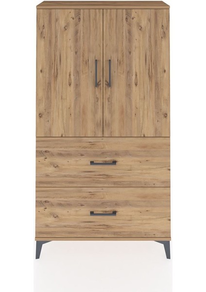 Arges Dolap 3 Raflı 2 Çekmeceli 2 Kapaklı 88X30X163 Çam-Çam