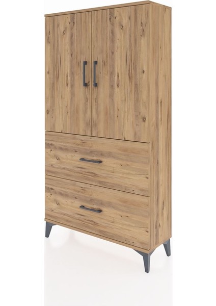 Arges Dolap 3 Raflı 2 Çekmeceli 2 Kapaklı 88X30X163 Çam-Çam modelleri