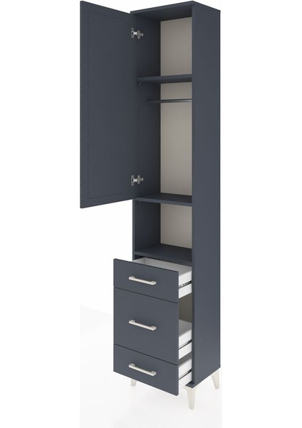 Arges Dolap 3 Raflı 3 Çekmeceli Tek Askılı 44X30X221 Antrasit-Antrasit fırsatları