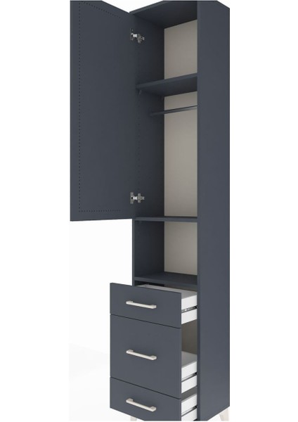 Arges Dolap 3 Raflı 3 Çekmeceli Tek Askılı 44X30X221 Antrasit-Antrasit indirimleri