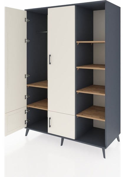 Kronos Dolap 6 Raflı 4 Kapaklı Tek Askılı 132X59X195 Antrasit-Aytaşı/çam modelleri