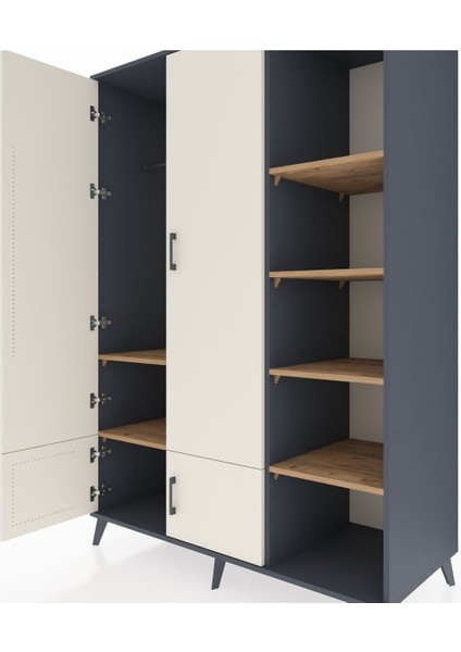 Kronos Dolap 6 Raflı 4 Kapaklı Tek Askılı 132X59X195 Antrasit-Aytaşı/çam fırsatları