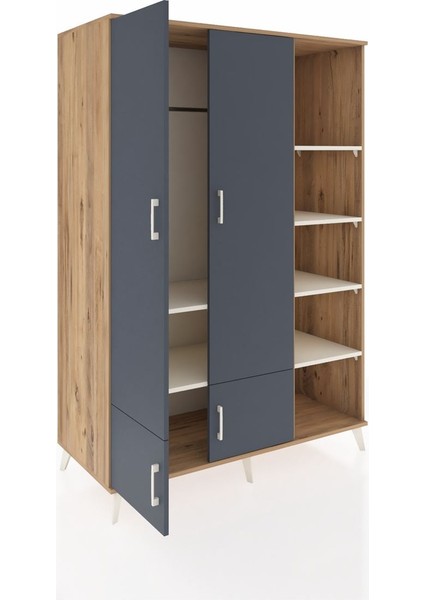 Kronos Dolap 6 Raflı 4 Kapaklı Tek Askılı 132X59X195 Çam-Antrasit/aytaşı indirimleri