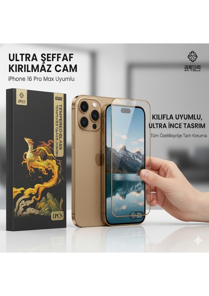 iPhone 16 Pro Max Ekran Koruyucu Kısa Temperli Sert Cam 9h Kırılmaz Cam Koruma