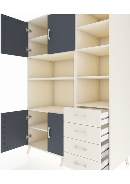 Kronos Dolap 9 Raflı 4 Çekmeceli 4 Kapaklı 132X59X195 Aytaşı-Antrasit/aytaşı fırsatları