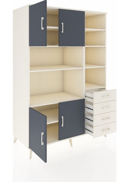 Kronos Dolap 9 Raflı 4 Çekmeceli 4 Kapaklı 132X59X195 Aytaşı-Antrasit/aytaşı indirimleri