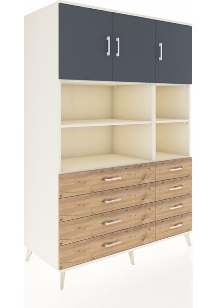 Kronos Dolap 8 Raflı 8 Çekmeceli 3 Kapaklı 132X59X195 Aytaşı-Antrasit/çam fiyatları