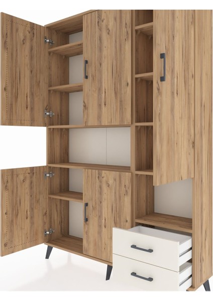 Arges Dolap 10 Raflı 2 Çekmeceli 5 Kapaklı 132X30X195 Çam-Çam/aytaşı fırsatları