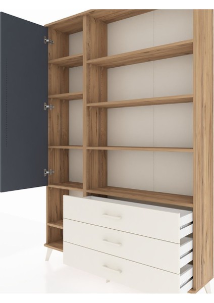 Arges Dolap 9 Raflı 3 Çekmeceli Tek Kapaklı 132X30X195 Çam-Antrasit/aytaşı fırsatları