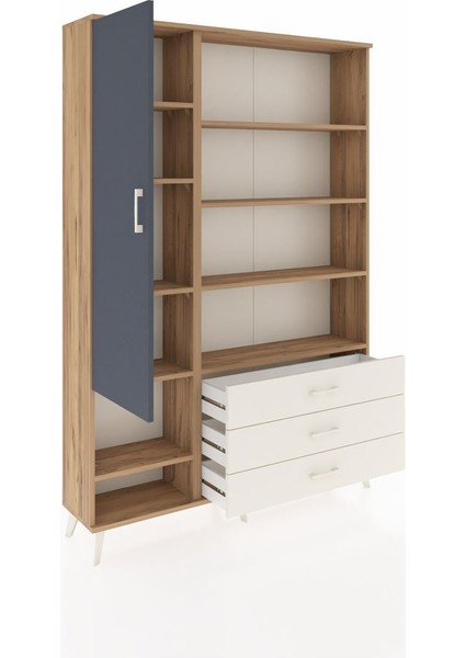 Arges Dolap 9 Raflı 3 Çekmeceli Tek Kapaklı 132X30X195 Çam-Antrasit/aytaşı indirimleri