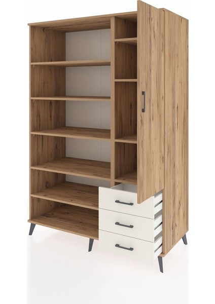 Kronos Dolap 9 Raflı 3 Çekmeceli Tek Kapaklı 132X59X195 Çam-Çam/aytaşı modelleri