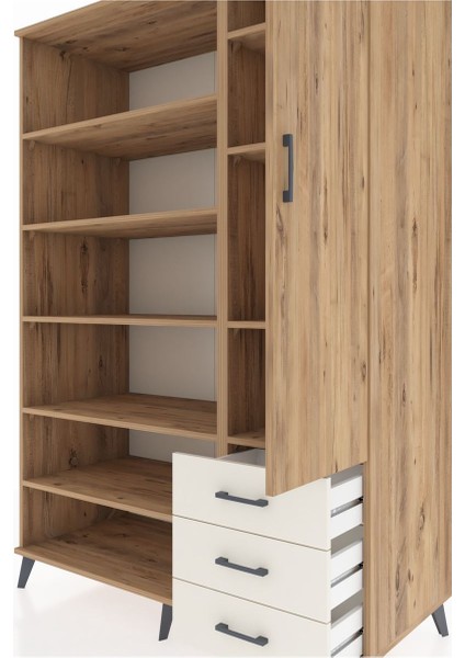 Kronos Dolap 9 Raflı 3 Çekmeceli Tek Kapaklı 132X59X195 Çam-Çam/aytaşı fırsatları