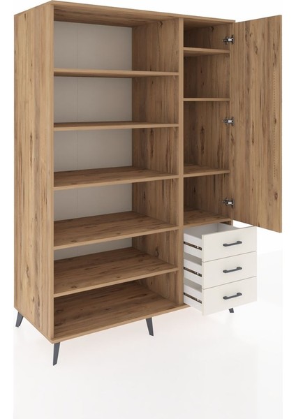 Kronos Dolap 9 Raflı 3 Çekmeceli Tek Kapaklı 132X59X195 Çam-Çam/aytaşı indirimleri