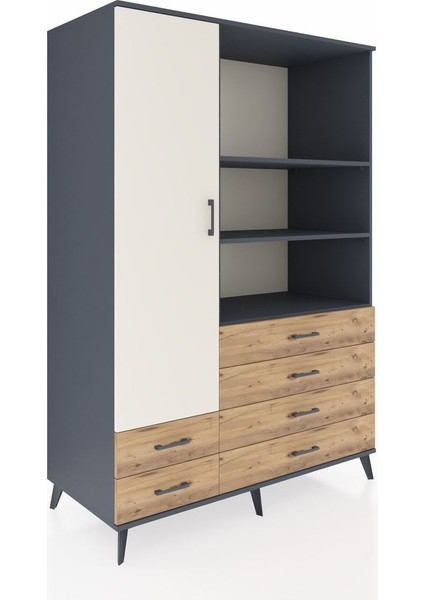 Kronos Dolap 7 Raflı 6 Çekmeceli Tek Kapaklı 132X59X195 Antrasit-Aytaşı/çam fiyatları