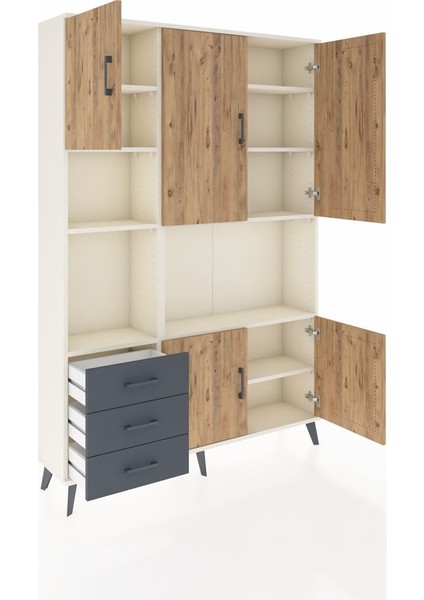 Arges Dolap 9 Raflı 3 Çekmeceli 5 Kapaklı 132X30X195 Aytaşı-Çam/antrasit indirimleri