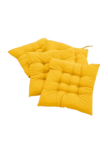 4’lü Sandalye Minderi – Bağcıklı, Çökme Yapmaz Sünger Dolgulu, Yıkanabilir – 40X40 cm