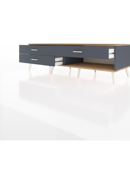 Kronos Tv Ünitesi 3 Çekmeceli 176X59X51 Antrasit-Çam/antrasit modelleri