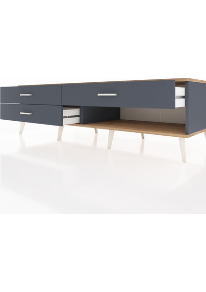 Kronos Tv Ünitesi 3 Çekmeceli 176X59X51 Antrasit-Çam/antrasit fırsatları